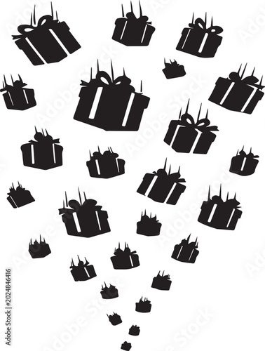 Obraz na plátně Your surreal silhouette of gift boxes tumbling from the sky looks wonderfully wh