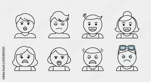 Photography People emoticons set emotions feelings