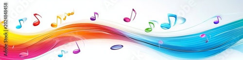 Vibrant Music Spectrum with Colorful Notes and Modern Design Elements for Digital Art Creations