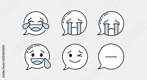 Quadro su tela Emoji speech bubbles expressing various emotions