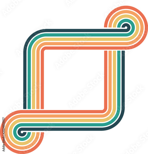 Retro 70s Style Rainbow Stripes Abstract Background.
