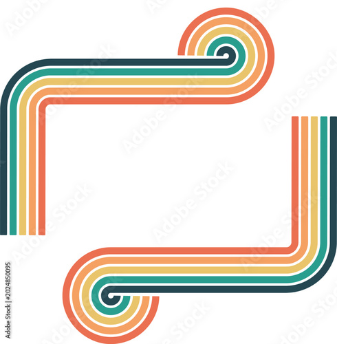 Retro 70s Style Rainbow Stripes Abstract Background.