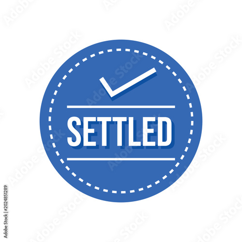 Settled icon business agreement label design vector