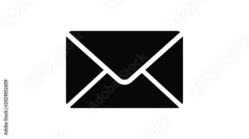 Canvastavla Closed envelope icon flat black silhouette on white background