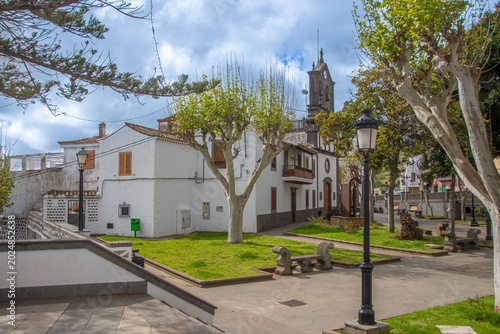 Historic town square with San Roque Church in Firgas, Gran Canaria, Canary Islands, Spain