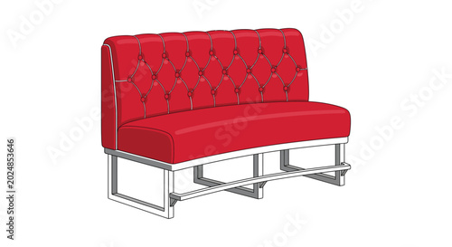 Tableau sur toile Red diner booth with tufted backrest vector illustration on white background