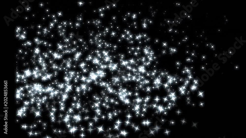 White glowing glitter particle trail with magic sparkles and twinkle stars, fairy dust shimmer line, Glowing star sparkle, doodle cartoon twinkling stars with glitter burst effect on black screen.4k