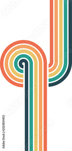 Retro 70s Style Rainbow Stripes Abstract Background.