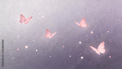 Pink butterflies in flight