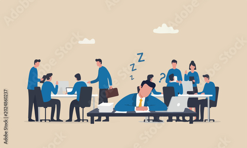 Photos Quiet quitting together boredom, exhaustion or burn out from hard work without r
