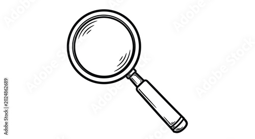 Photos Magnifying glass sketch illustration black and white vector graphic
