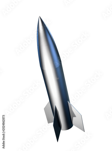 Foto Isolated sleek metallic blue and silver rocket design representing space explora