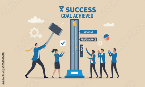 Konstfotografi Strength meeting together or winning score concept, businessman hit strength tes