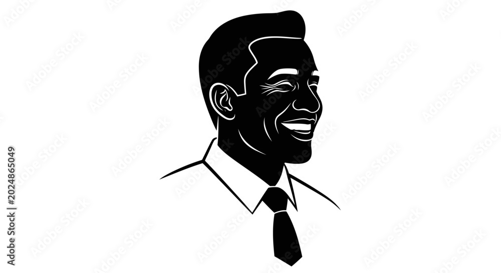 Obraz premium Father's Day Smiling Businessman, Black and White Vector Portrait, Office Professional, Corporate Illustration isolated on White Background vector