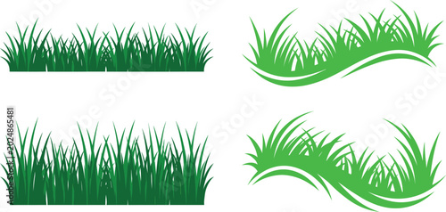 Foto Bright and Dark Green Grass Vector Illustrations for Landscape, Nature, and Eco