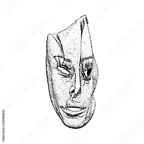 Canvas Print Distorted abstract mask with asymmetrical features abstract distorted illustrati