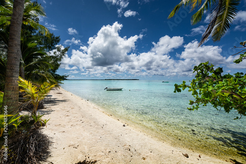 Tableau sur toile Plage d'un motu de Maupiti - Tahiti