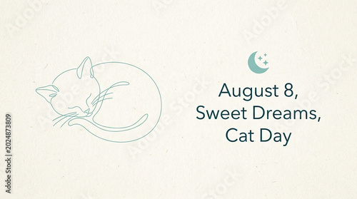 Sweet dreams cat day illustration of sleeping feline on august 8 with sleeping august 8 domestic