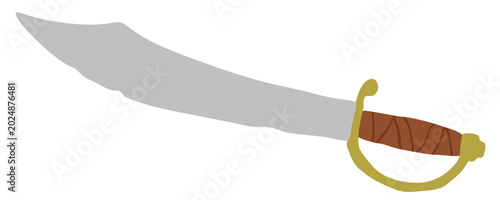 Foto Pirate sword drawing cartoon clipart cutlass saber with silver gold and brown le