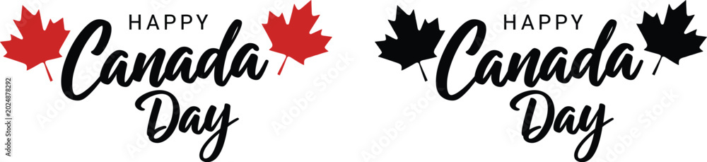 Fototapeta premium Canada day vector illustration happy canada day typography with maple leaf designs