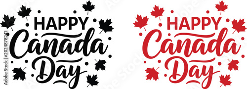 Quadro su tela Canada day vector illustration happy canada day typography with maple leaves