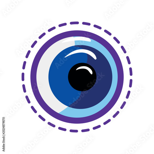Photos Vector illustration of a stylized round blue eye looking sideways