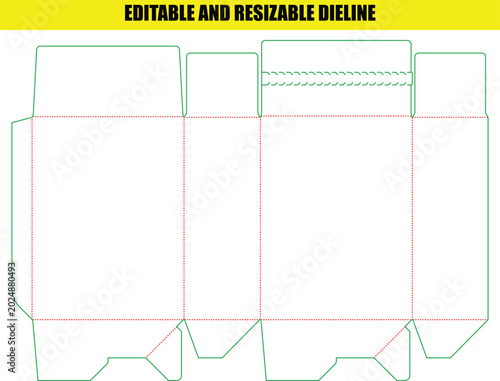 Modern box packaging layout with perforated tear strip and sturdy flap closure for product security