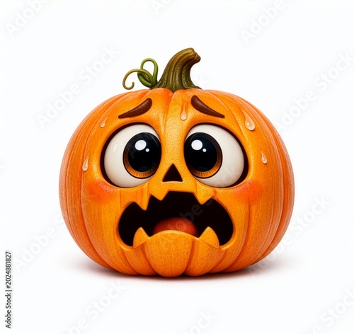 Scared Halloween Pumpkin Jack o Lantern Isolated on a Transparent Background 
