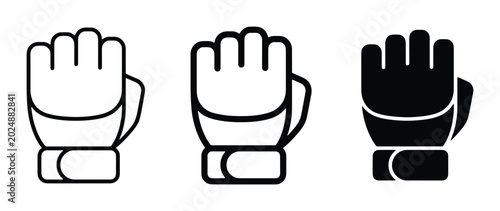 Foto Martial Arts Gloves Icons, Fighting Fist Symbols, Combat Sports Gear Vector Set
