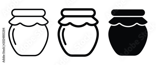 Tableau sur toile Honey Jar Icons: Three Styles of Sweetener Container Vector Graphics for Food an