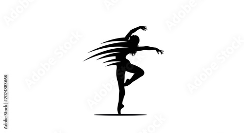 Foto Graceful dancer silhouette on white