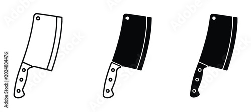Tableau sur toile Butcher Knife Icons, Meat Cleaver Vector Set, Kitchen Tool Graphics, Food Prepar