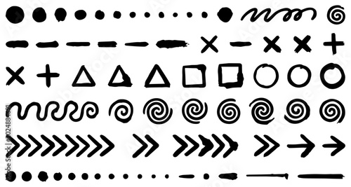 Tableau sur toile Hand-drawn style interlocking chevron chains and repeat arrow indicators