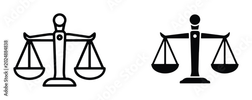 Tableau sur toile Justice Scales Vector Icons: Balance, Law, Equality Symbols