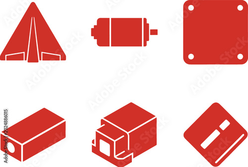 Hypersonic testing icons featuring braking fins motors and sensors
