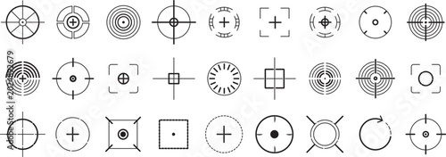 Принти на полотні Crosshair and target icons in black color, containing high-quality illustration buttons
