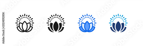 Foto Spiritual Wellness Lotus Sun Icon multiple style collection