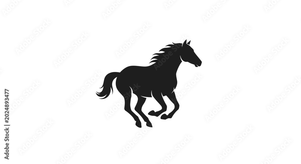 Fototapeta premium Running horse silhouette on white background