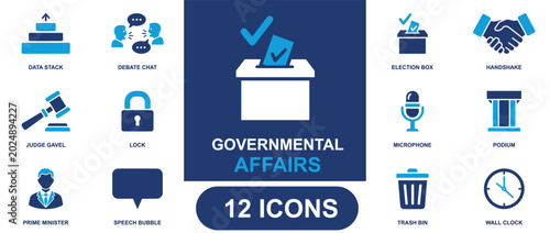 Bild auf Leinwand Governmental affairs icon set