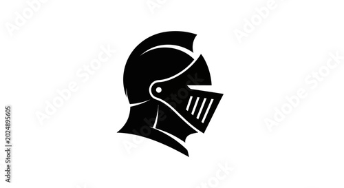 Knight helmet silhouette on white