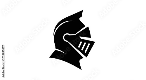 Quadro em tela Black knight helmet silhouette on white