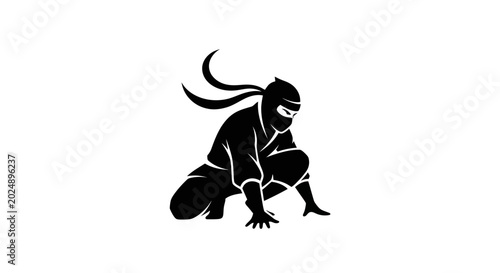 Foto Ninja silhouette in crouching position
