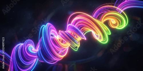 Foto Abstract colorful glowing light wave background with fractal energy motion and s