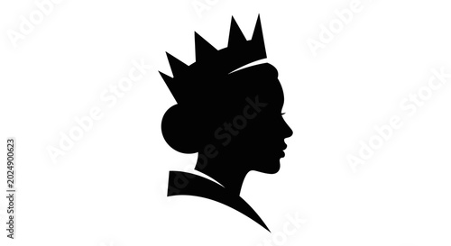 Silhouette profile of royalty with crown