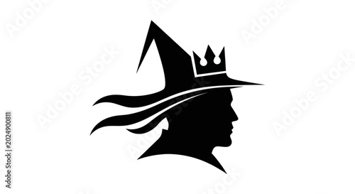 Silhouette profile with crown and hat