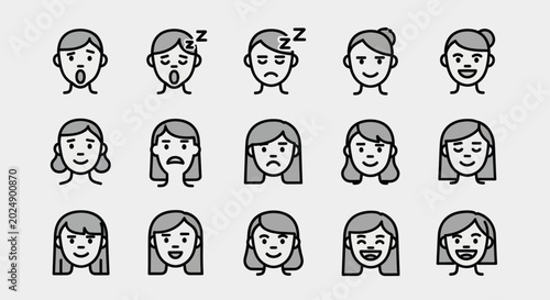 Set of various facial expressions icons
