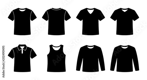 Black T-Shirt Collection, Crew Neck, V-Neck, Polo, Tank Top, Long Sleeve
