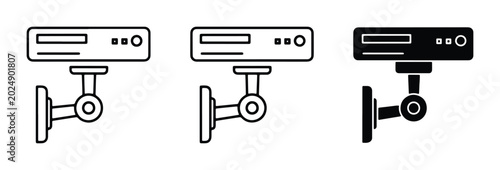 Foto Security Camera Icons, Surveillance System Vector Graphics, CCTV Equipment Set,