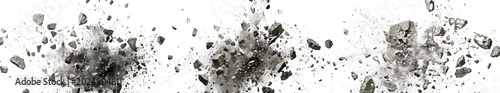 set of  Exploding Rocks Debris isolated on withe background PNG photo stock''