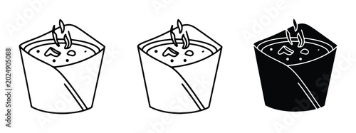 Quadro su tela Three Styles of Soup Icons: Line Art, Outline, and Silhouette, Representing Warm